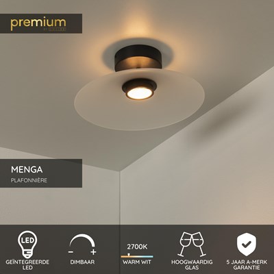 Lucide MENGA - Plafonnière - Ø 40 cm - LED Dimb. - 1x11W 2700K - Opaal | Premium